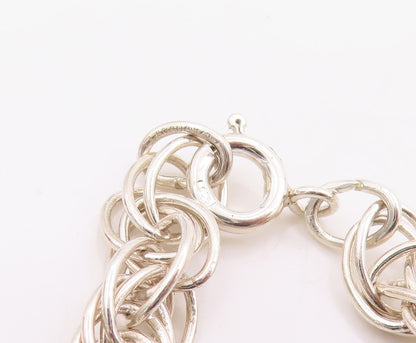925 Sterling Silver Vintage Necklace Modernist Solid Twisted Rope Chain  NE4796