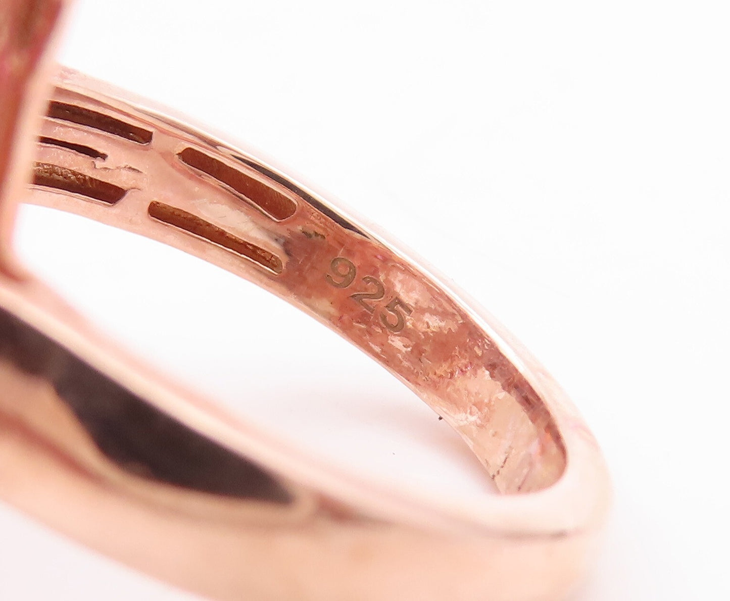 925 Sterling Silver Vintage Ring Rose Gold Plated Pink Topaz  Sz 8  RG29782