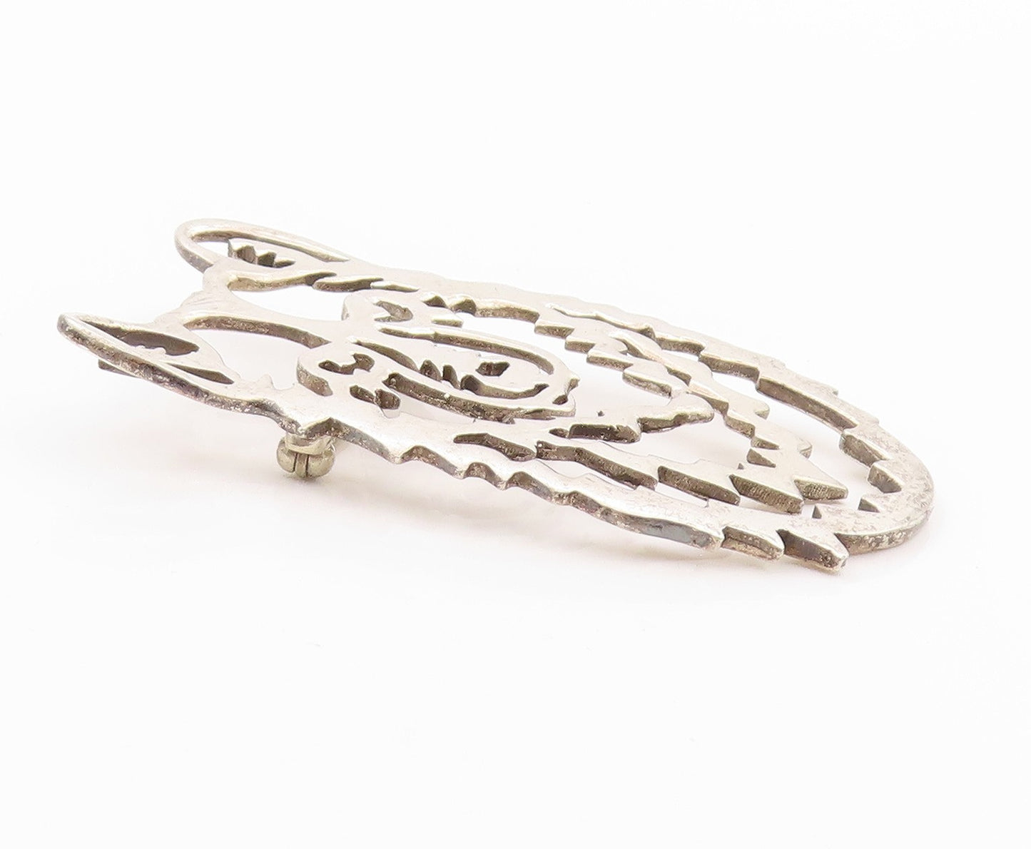 925 Sterling Silver Vintage Brooch Stencil Cutout Wolf Head BP11632