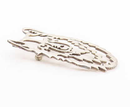 925 Sterling Silver Vintage Brooch Stencil Cutout Wolf Head BP11632
