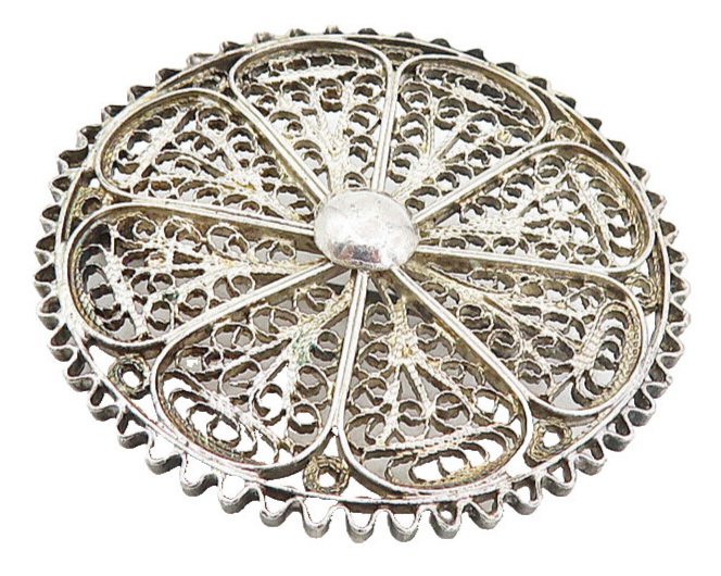 925 Sterling Silver  Vintage Antique Filigree Floral Design Brooch Pin  BP3130