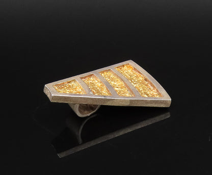 POLAND 925 Silver  Vintage Two Tone Carved Graduated Triangle Pendant  PT21874
