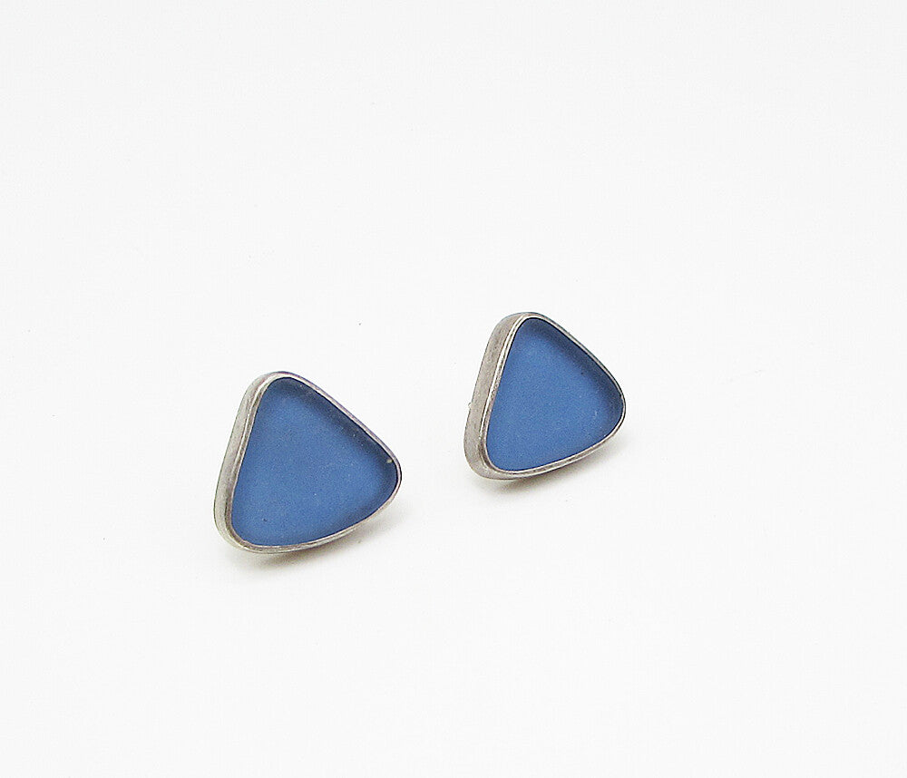 925 Sterling Silver  Vintage Sparkly Gemstone Triangular Stud Earrings  EG1848
