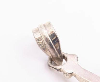 925 Sterling Silver Vintage Pendant Smoky Quartz Modernist Sunburst  PT26096