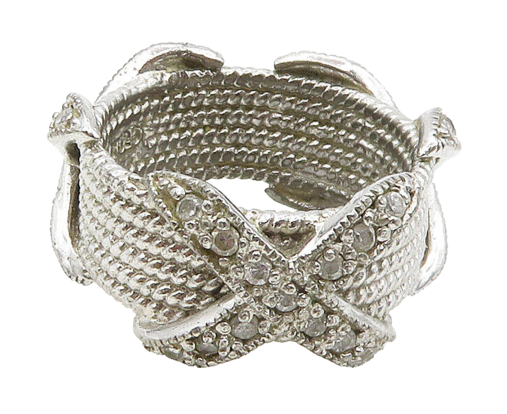 925 Sterling Silver  Cubic Zirconia Rope Twist Shiny Band Ring Sz 7  RG16358