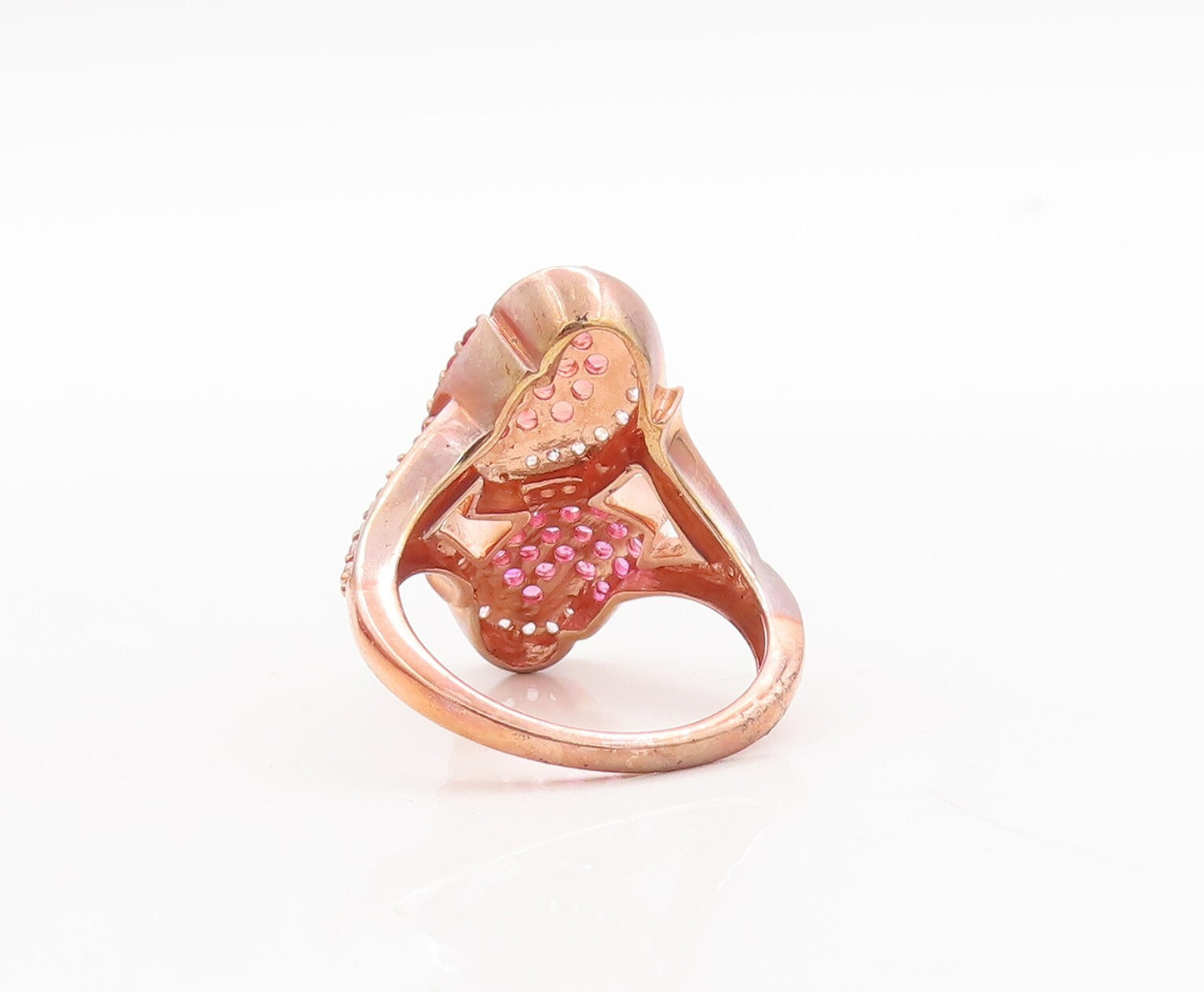925 Sterling Silver Vintage Ring Rose Gold Plated Sapphire  Sz 7  RG29781