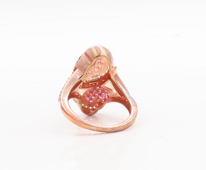 925 Sterling Silver Vintage Ring Rose Gold Plated Sapphire  Sz 7  RG29781