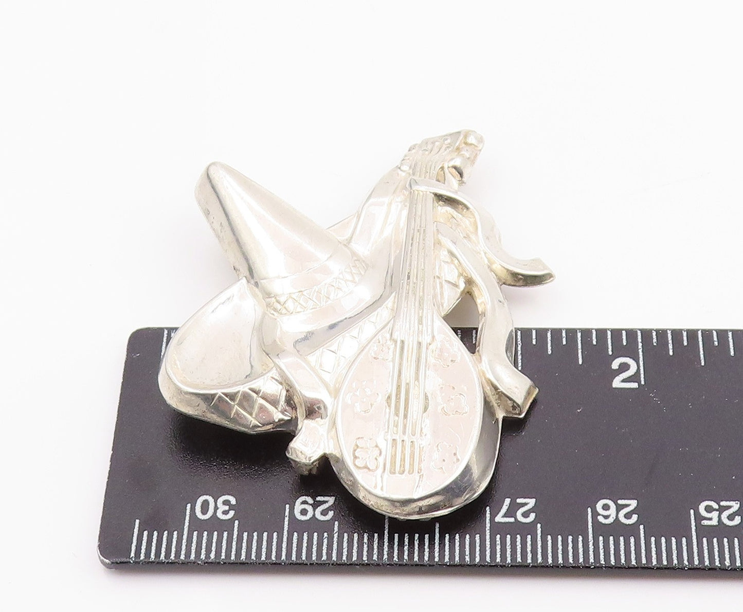 925 Sterling Silver Vintage Brooch Pin Modernist Musical Instrument Hat  BP12467