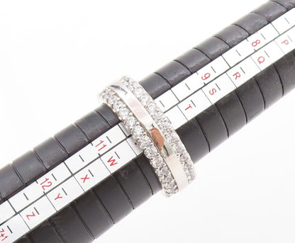 925 Sterling Silver Vintage Ring CZ Triple Row Eternity Band  Sz 10.5  RG33709