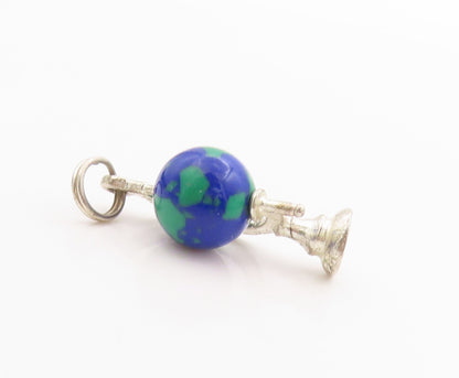 925 Sterling Silver Vintage Pendant 3D Miniature World Globe Charm SPINS PT24987