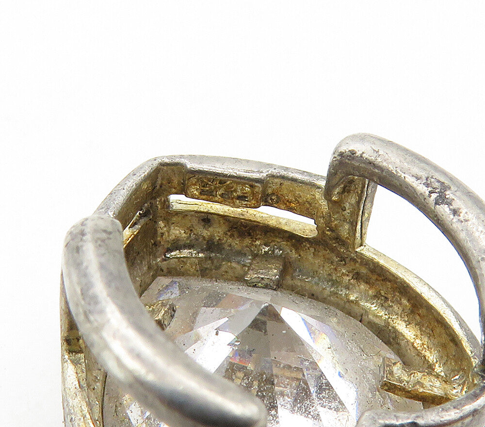 925 Sterling Silver  Vintage Cubic Zirconia Love Heart Slide Pendant  PT12427