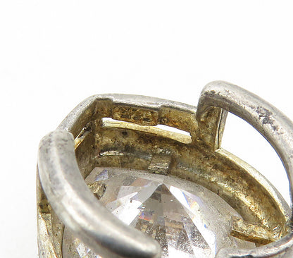925 Sterling Silver  Vintage Cubic Zirconia Love Heart Slide Pendant  PT12427