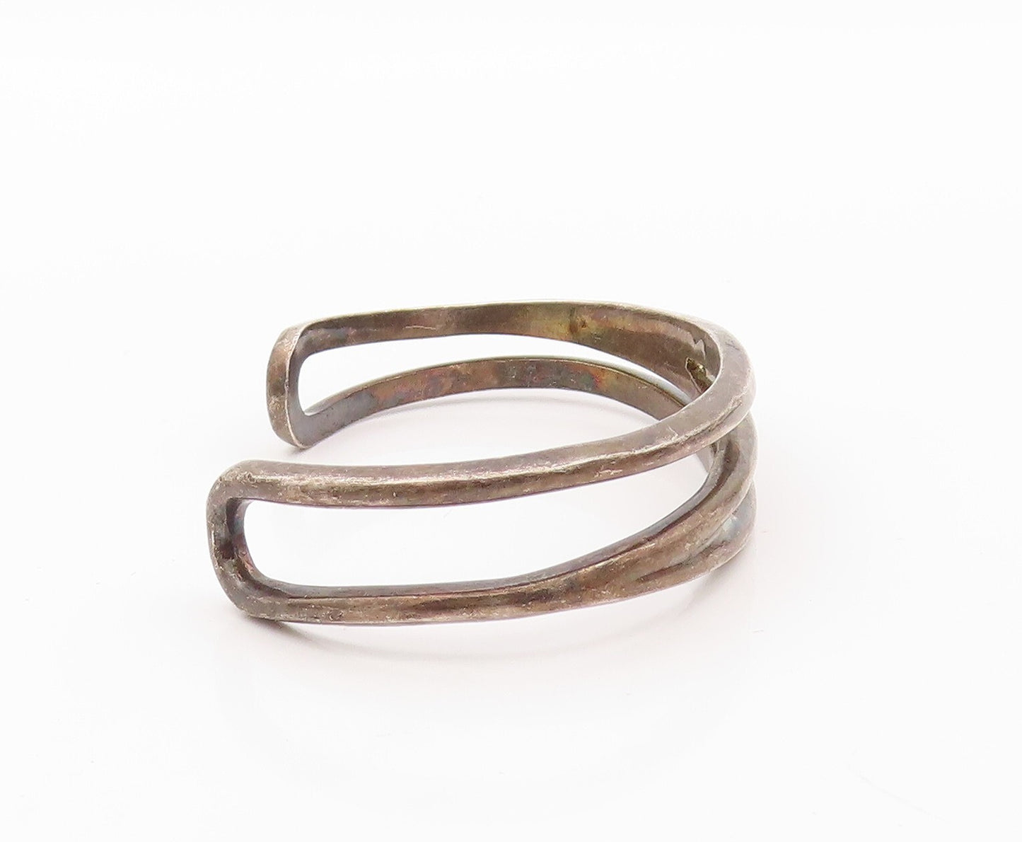 925 Sterling Silver Vintage Bracelet Brutalist  Split Solid Cuff  BT10785