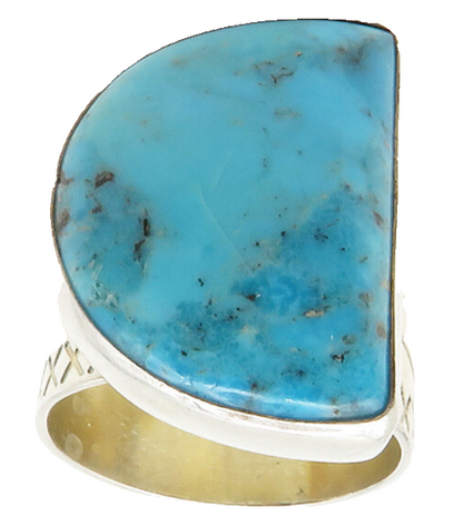 DTR JAY KING 925 Silver  Turquoise Etched Band Cocktail Ring Sz 7  RG14141