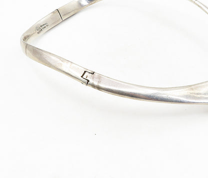 MEXICO 925 Sterling Silver  Vintage Shiny Bypass Style Collar Necklace  NE1610