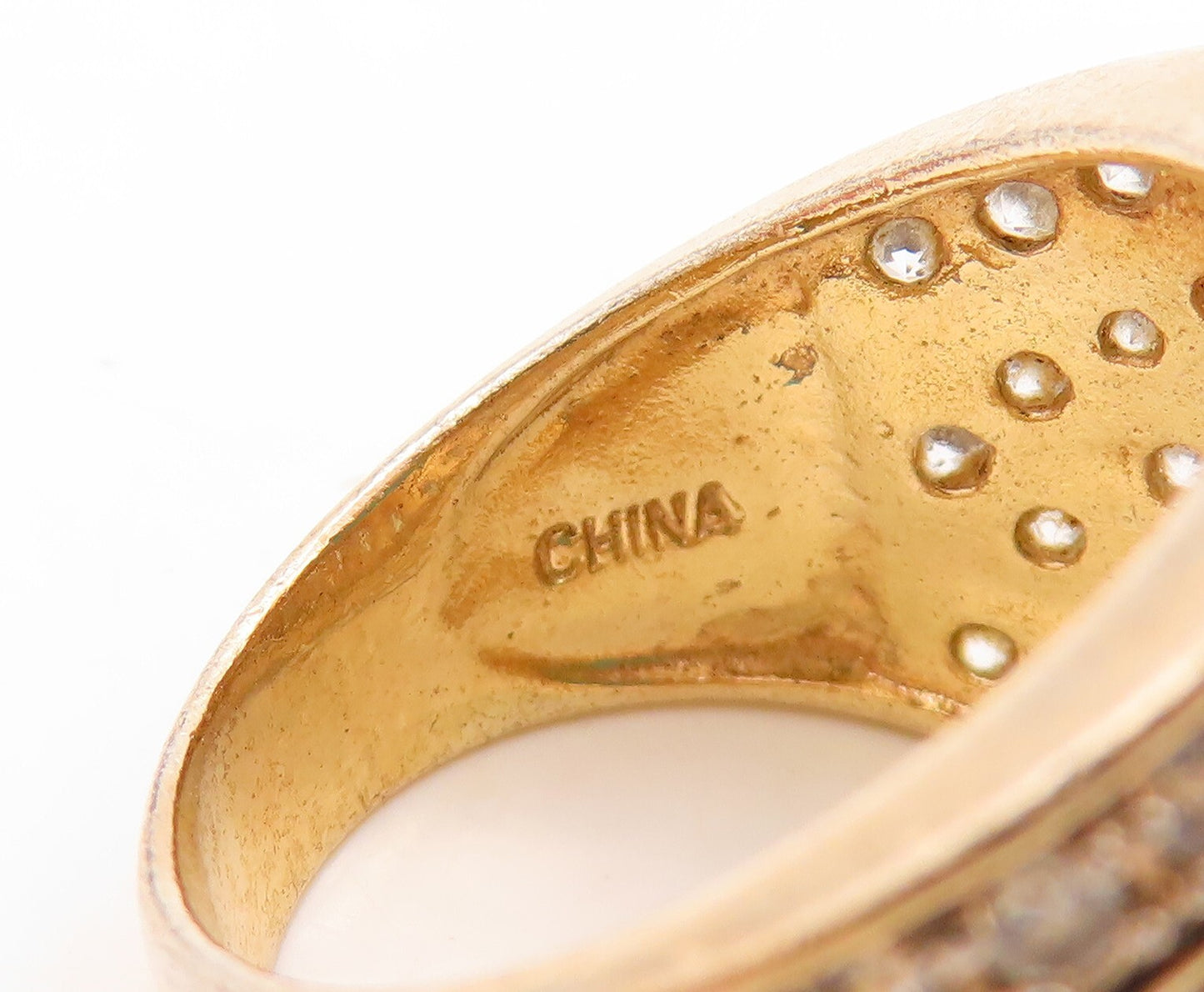 925 Sterling Silver Vintage Ring Gold Plated Large Turquoise & CZ  Sz 7  RG31031