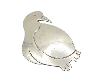 MEXICO 925 Silver  Vintage Shiny Smooth Penguin Motif Brooch Pin  BP7559