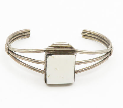 925 Silver Vintage White Buffalo Stone Cuff Bracelet BT5882