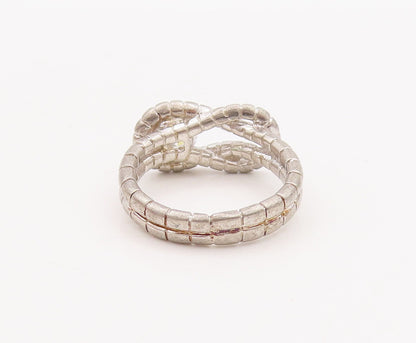 925 Sterling Silver Vintage Ring Loop Knot Round CZ Beaded  Sz 5  RG29107