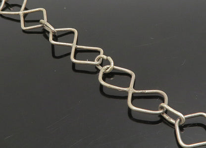 925 Sterling Silver  Vintage Two Tone Square Link Chain Necklace  NE3746