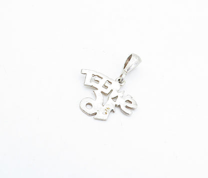 925 Sterling Silver Vintage Petite Shiny Etched Sweet 16 Drop Pendant PT2655