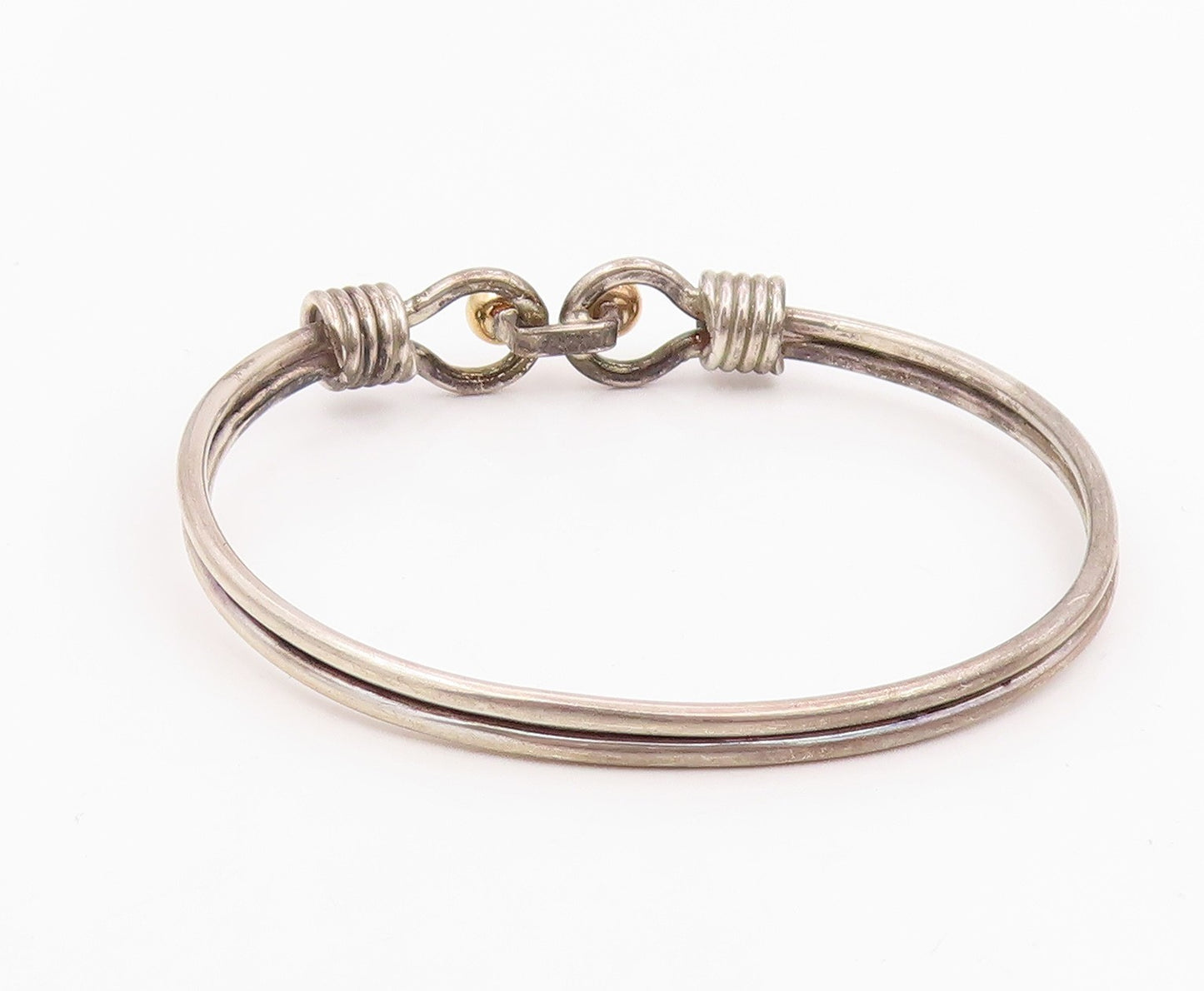 18K Gold & 925 Sterling Silver Vintage Bracelet TIFFANY & CO Bangle  BT11939