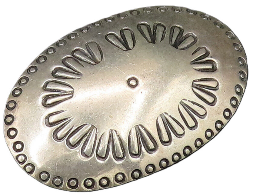 SOUTHWESTERN 925 Sterling Silver Vintage Engraved Floral Oval Brooch Pin BP9822