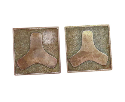 925 Sterling Silver Vintage Cuff Links With Abstract Fan Design Carved  TR3943
