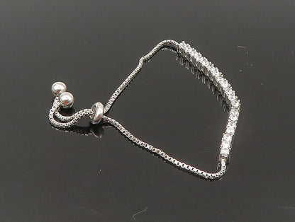 925 Silver  White Cubic Zirconia Adjustable Child Box Chain Bracelet  BT1061