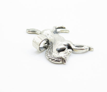 925 Sterling Silver  Vintage Shiny Petite Galloping Horse Motif Pendant PT5972