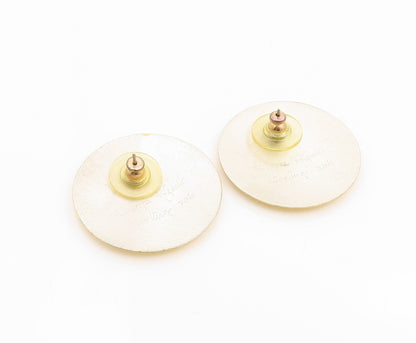 22k Gold & 925 Sterling Silver Vintage Earrings PFUELB Geometric Studs  EG14317