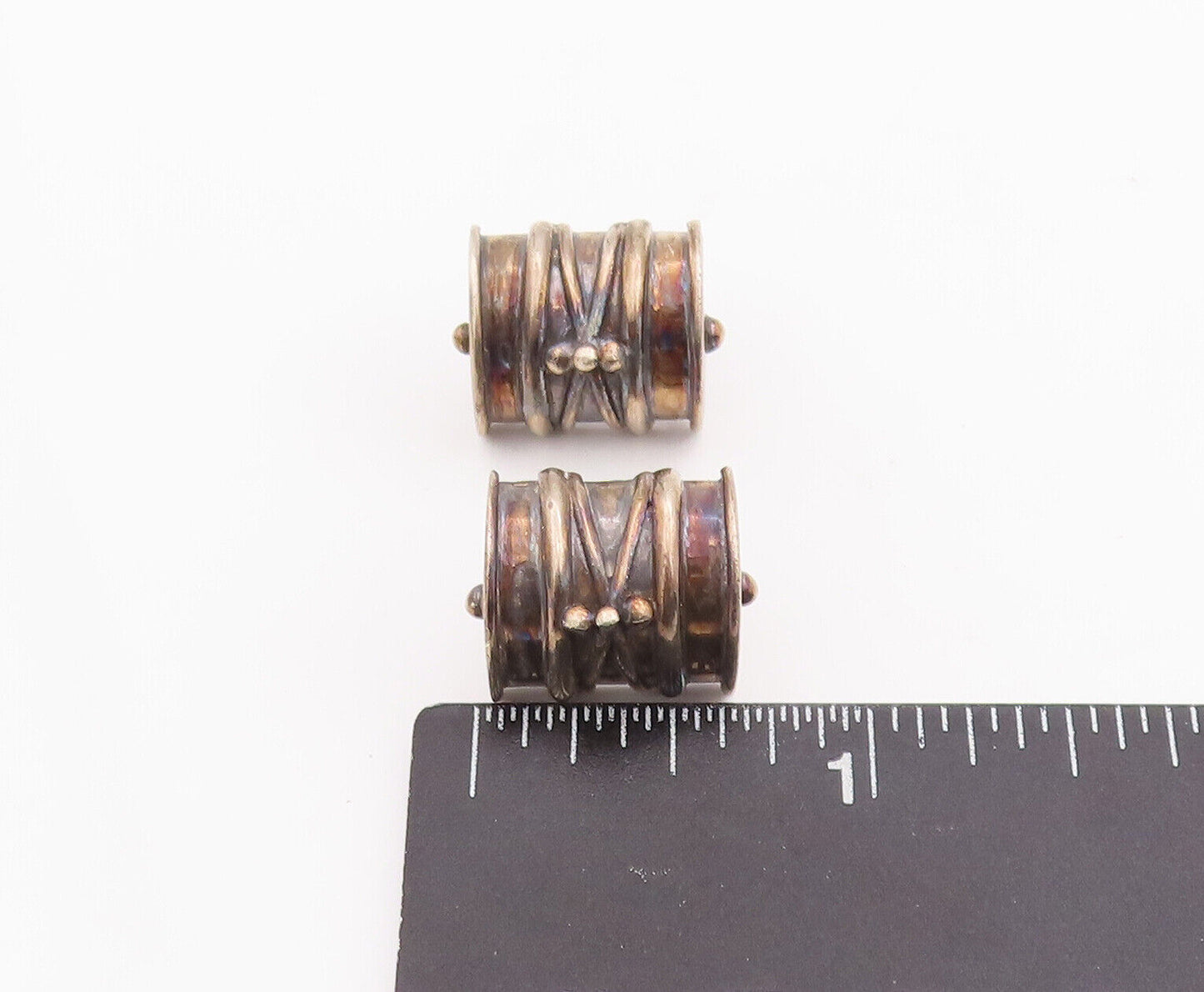 925 Sterling Silver Vintage Earrings DEBORAH ARMSTRONG Antique Carved  EG13083