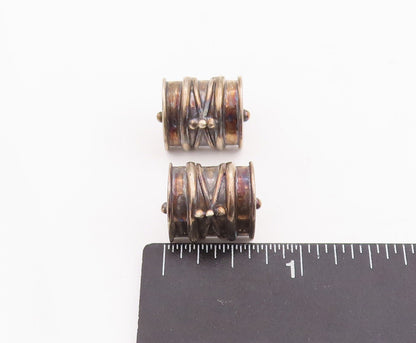 925 Sterling Silver Vintage Earrings DEBORAH ARMSTRONG Antique Carved  EG13083