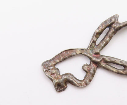 925 Sterling Silver  Vintage Petite Dark Tone Bunny Outline Pendant  PT12716