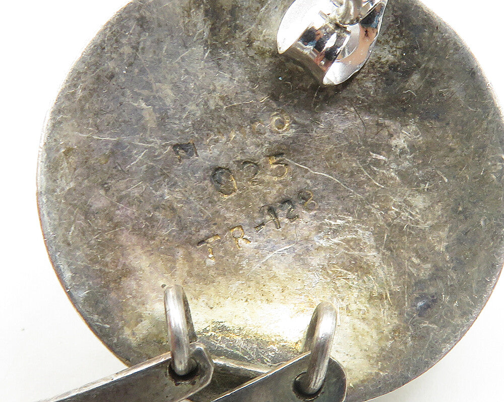 MEXICO 925 Sterling Silver  Vintage Black Onyx Modernist Drop Earrings  EG9520
