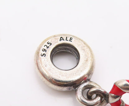 PANDORA 925 Silver  Vintage Enamel Christmas Candy Cane Pendant  PT17189