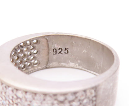 925 Sterling Silver Vintage Ring Solid Topaz Inlay Band  Sz 7  RG29884