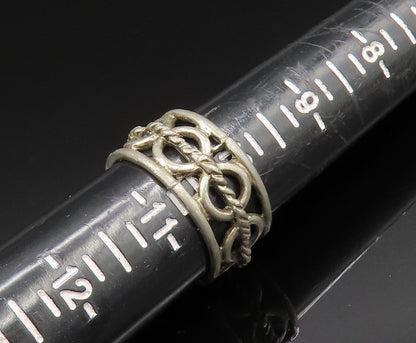 925 Silver  Vintage Twisted Rope & Open Circles Band Ring Sz 10.5  RG24913