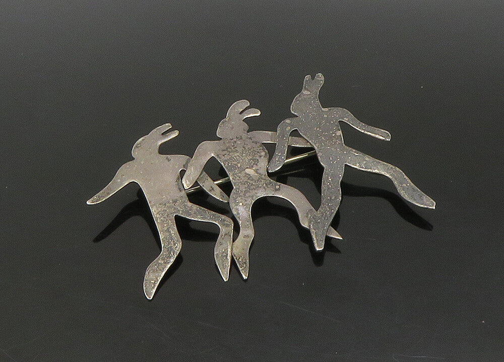 PRECIV 925 Silver  Vintage Modernist Silhouettes Dark Tone Brooch Pin  BP9001