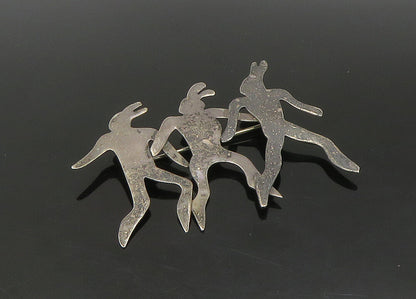 PRECIV 925 Silver  Vintage Modernist Silhouettes Dark Tone Brooch Pin  BP9001