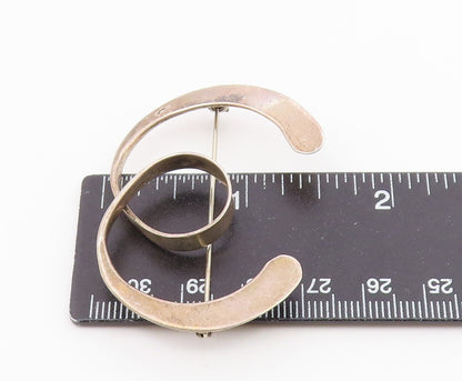 925 Sterling Silver  Vintage Shiny Smooth Swirled Brooch Pin  BP8524