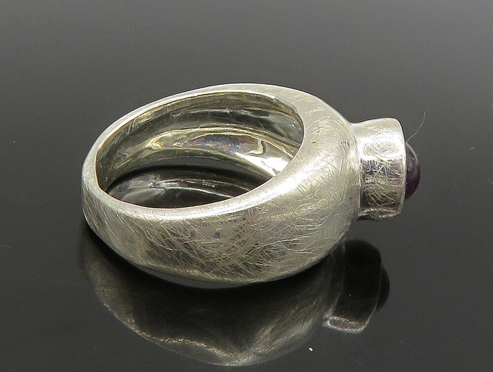 DESIGNER 925 Silver  Vintage Shiny Cabochon Cut Amethyst Ring Sz 7  RG24264
