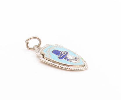 925 Sterling Silver Vintage Pendant Enameled Massachusetts Pilgrim Hat PT25021
