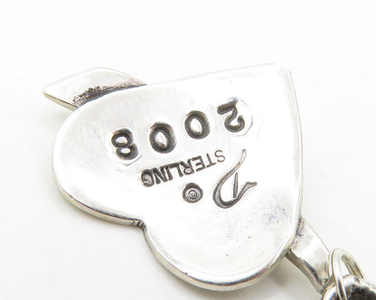 925 Sterling Silver  Shiny Hope Etched Petite Love Heart Pendant  PT14485