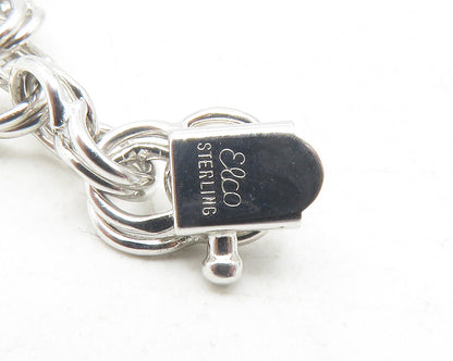 925 Sterling Silver  Shiny Enamel Coated Assorted Charm Chain Bracelet  BT4737