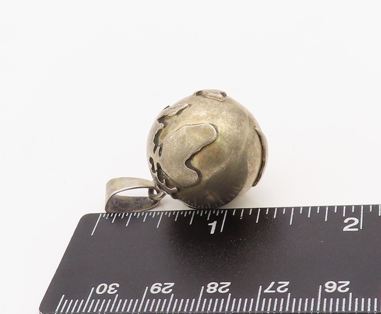 925 Sterling Silver Vintage Pendant Solid Carved Rattling Globe  PT23566
