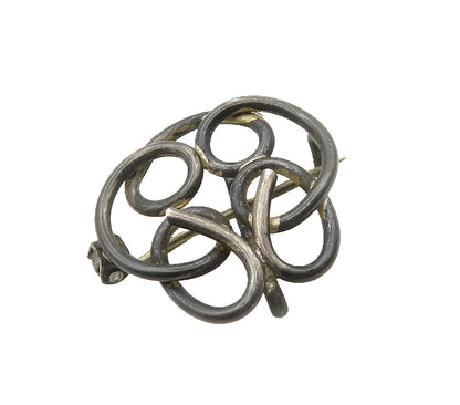 925 Sterling Silver  Vintage Antique Pretzel Swirl Oxidized Brooch Pin  BP6106