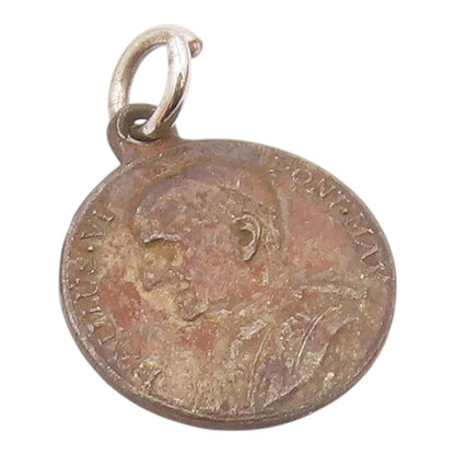 925 Sterling Silver  Vintage Antique Oxidized Pope Paul VI Pendant  PT8921