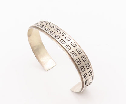 925 Sterling Silver Vintage Bracelet Designer Spiral Maze Etched Cuff  BT10552
