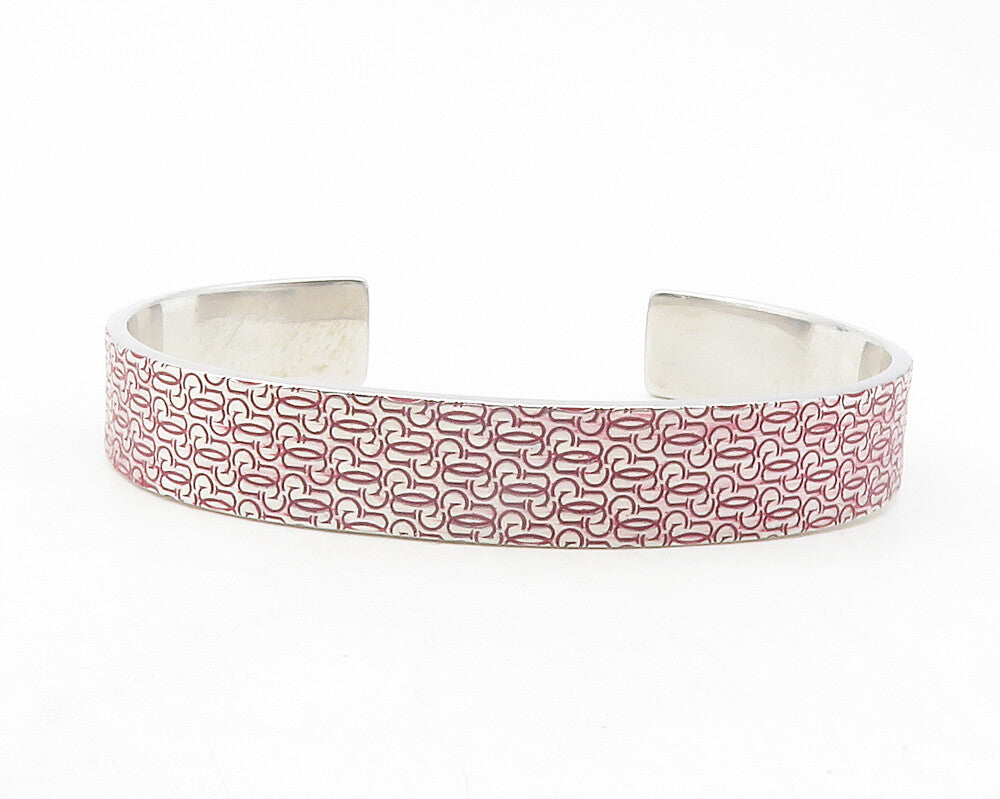 GUESS ITALY 925 Sterling Silver  Shiny Monogram Logo Cuff Bracelet  BT4778